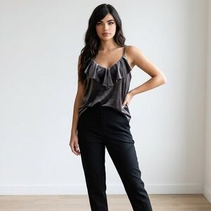 Old Navy Velvet Ruffle Tank Top -gray